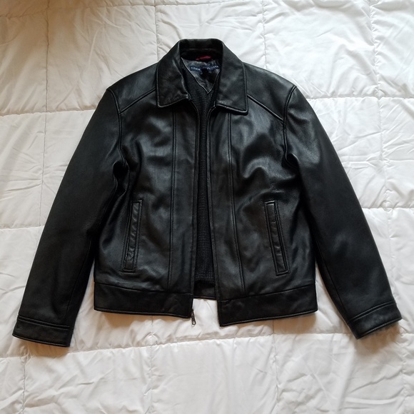 tommy hilfiger genuine leather jacket